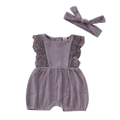 Baby Girl Adorable Romper and Hairband Set