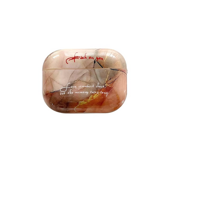 Luxury Marble AirPods Case with Metal Clip and Pearl Detail