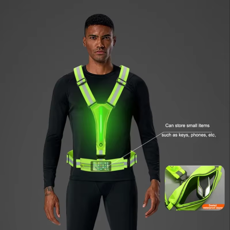 Visible Reflective Work Vest with Adjustable Fit and USB Lights