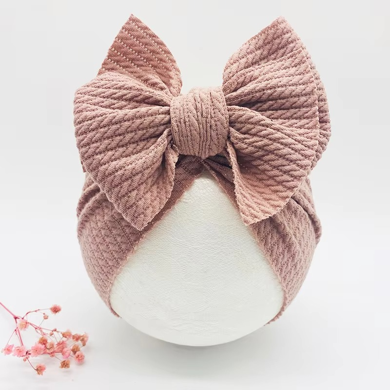 Soft Cable Baby Hat with Floral Headband