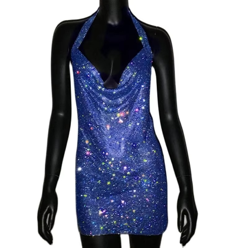 Glittering Sequin Backless Mini Party Dress for Women