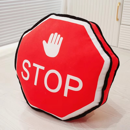 Comfy Road Sign Throw Pillow – Colorful Traffic Cushion