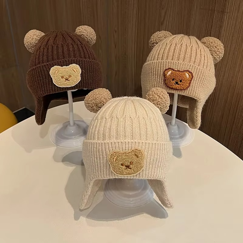 Soft Baby Beanie Hat with Teddy Ears - Hehif