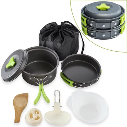 Compact Outdoor Cooking Kit with Collapsible Utensils and Carry Bag