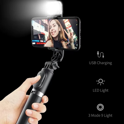 Wireless Selfie Stick with LED Light and Remote