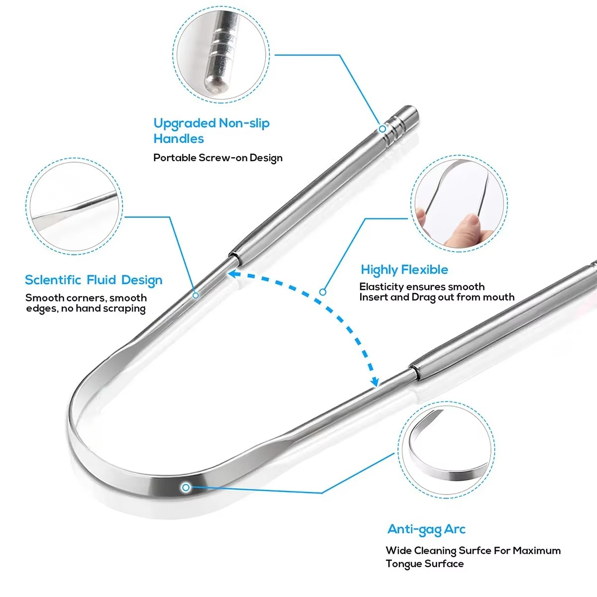 Metal Tongue Scraper for Fresh Breath