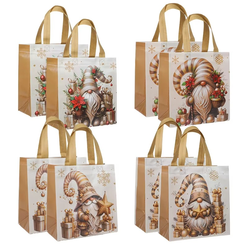 Holiday Reusable Santa Gift Bags with Handles