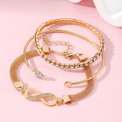 Sparkling Crystal Heart and Love Bracelet Set for Women