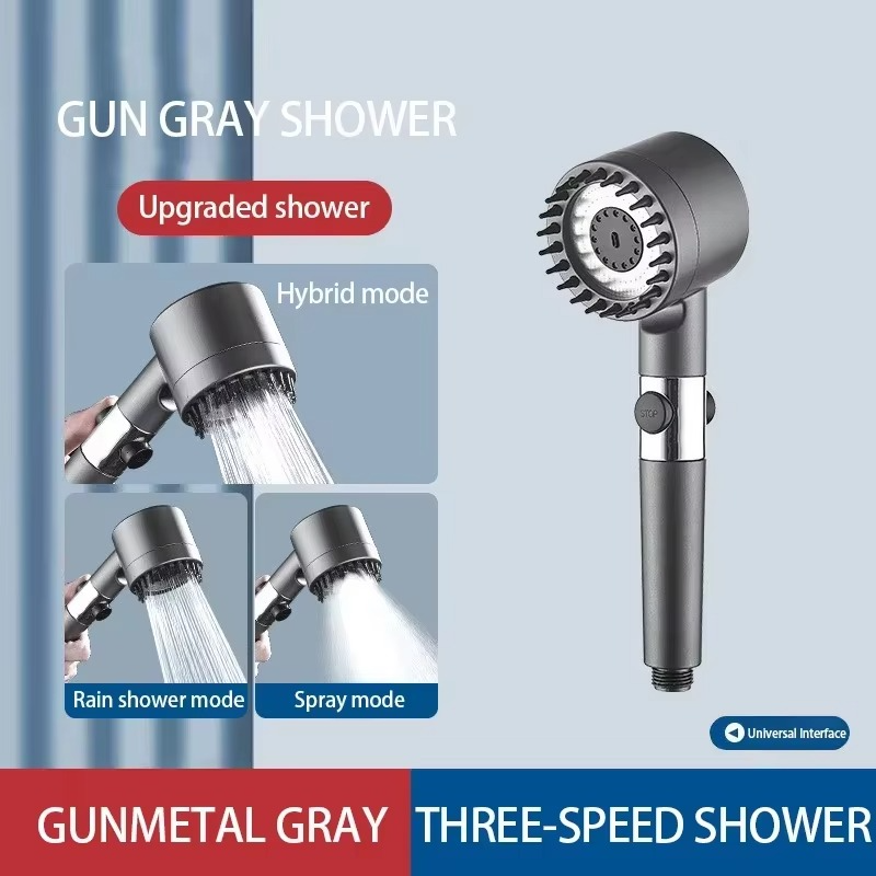 Powerful 3-Setting Shower Head with Filter and Massager
