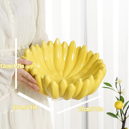 Fun Yellow Ceramic Fruit Bowl Server