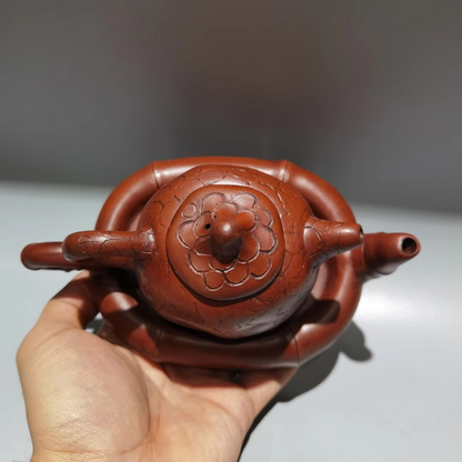 Small Purple Clay Yixing Teapot with Textured Base