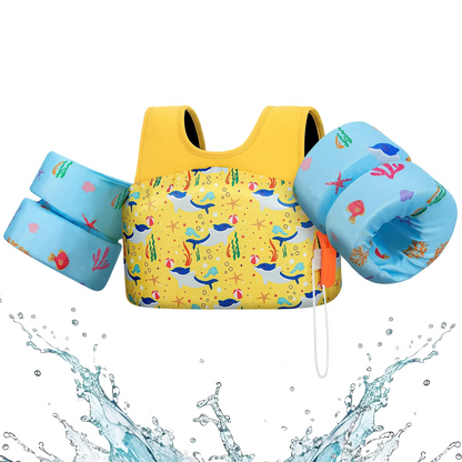 Childrens Swim Vest with Floaties and Safety Whistle