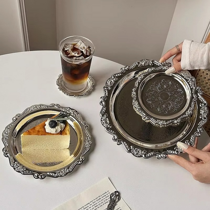 Elegant Metal Serving Tray for Cake and Dessert Display