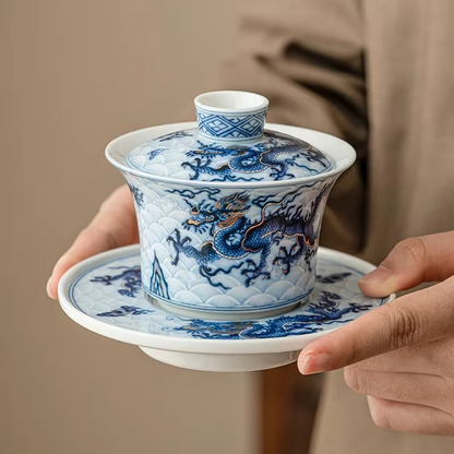 Traditional Chinese Dragon Porcelain Tea Infuser Set