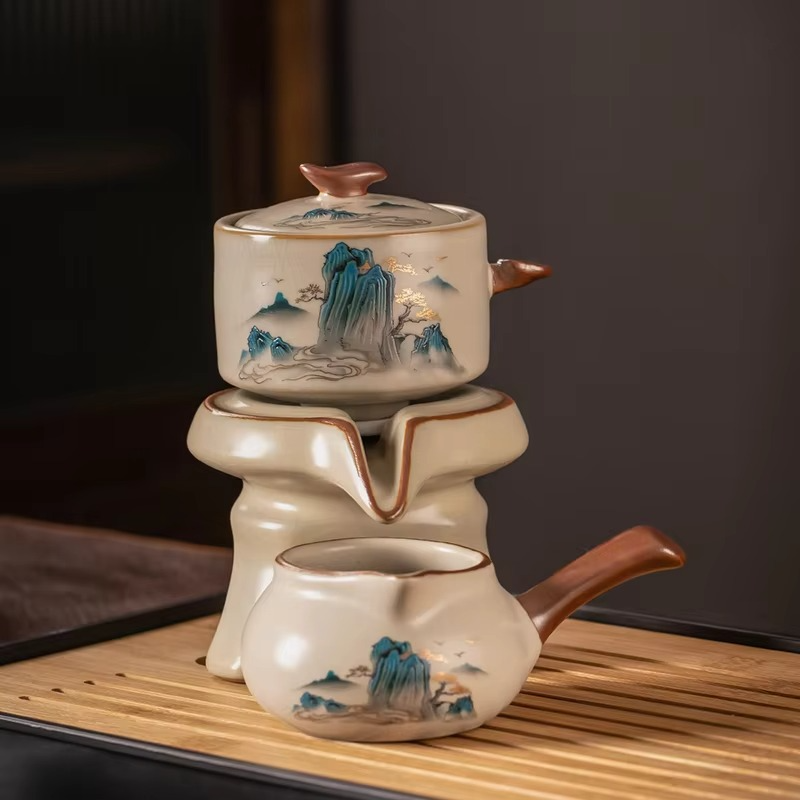 Natural Wood Tea Server Tray with Drip Tray - Hehif