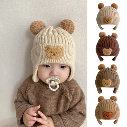 Soft Baby Beanie Hat with Teddy Ears