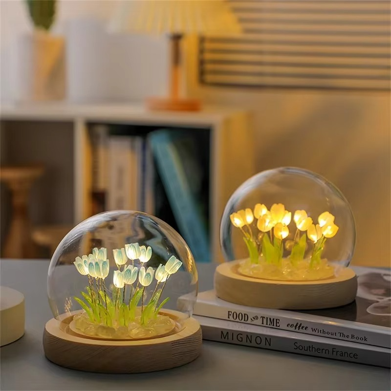 Colorful Floral LED Bedside Table Lamp