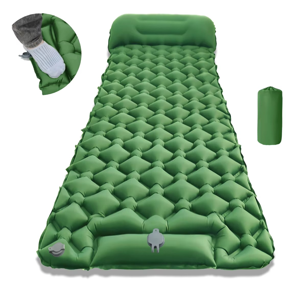 Portable Air Bed Camping Mattress with Built-In Pillow