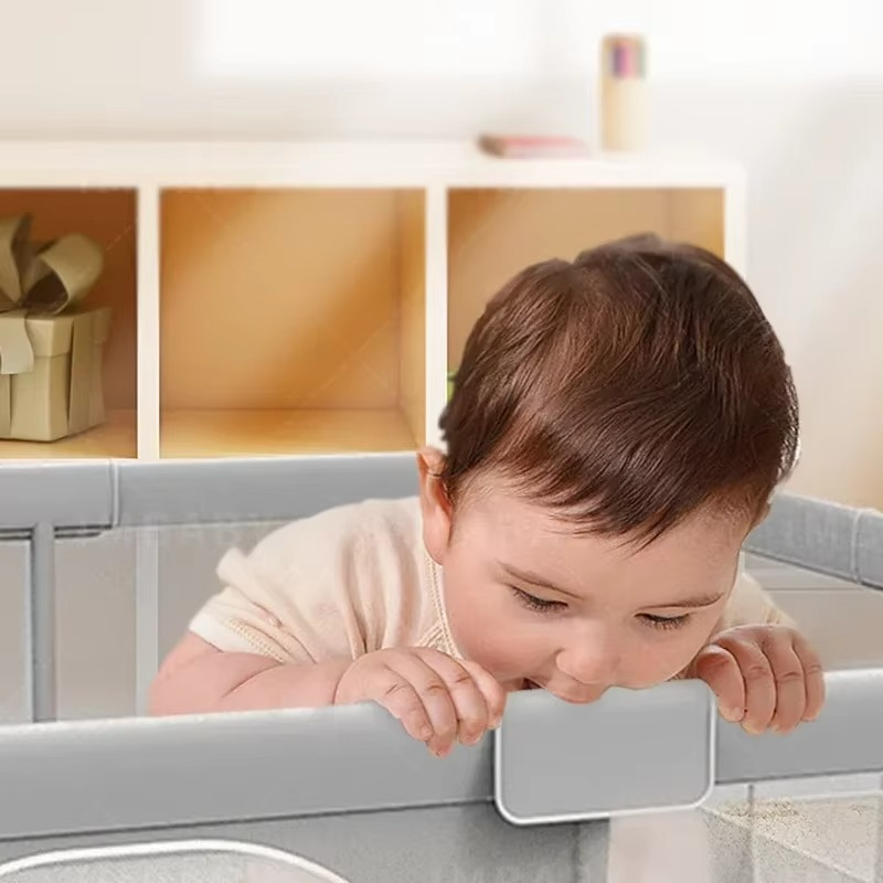 Large Baby Play Yard, Safe Grey Play Area for Kids