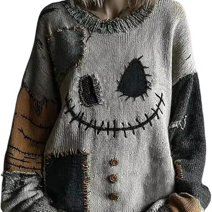 Soft Orange Faux Fur V-Neck Fall Sweater for Women