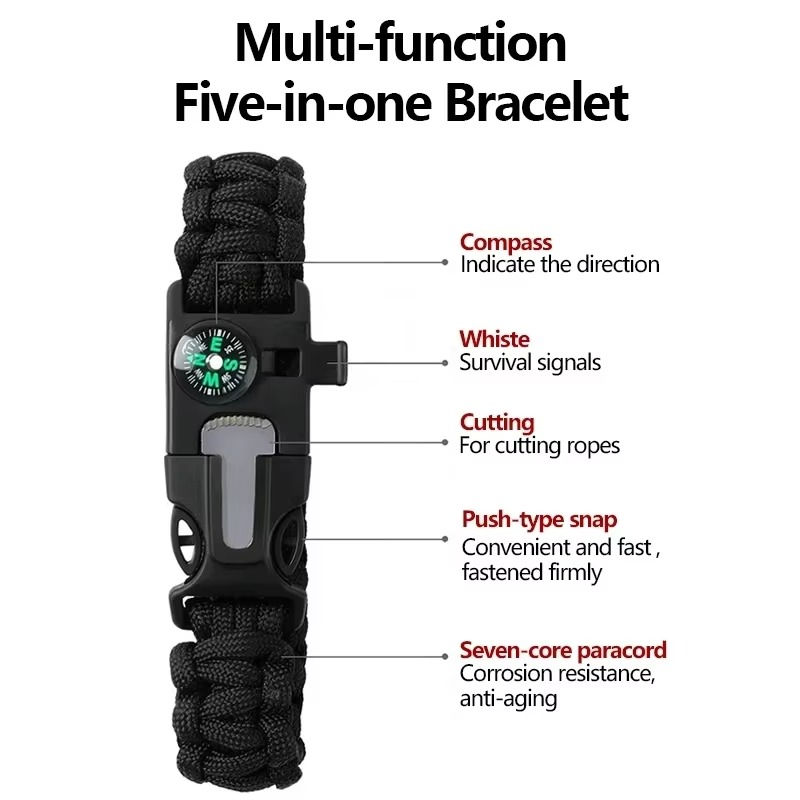 Tactical Survival Paracord Bracelet with Fire Starter