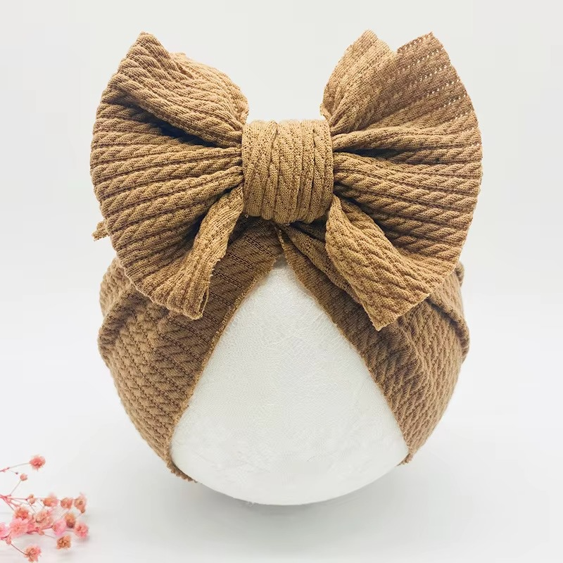 Soft Cable Baby Hat with Floral Headband