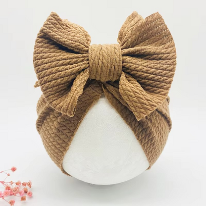 Soft Cable Baby Hat with Floral Headband