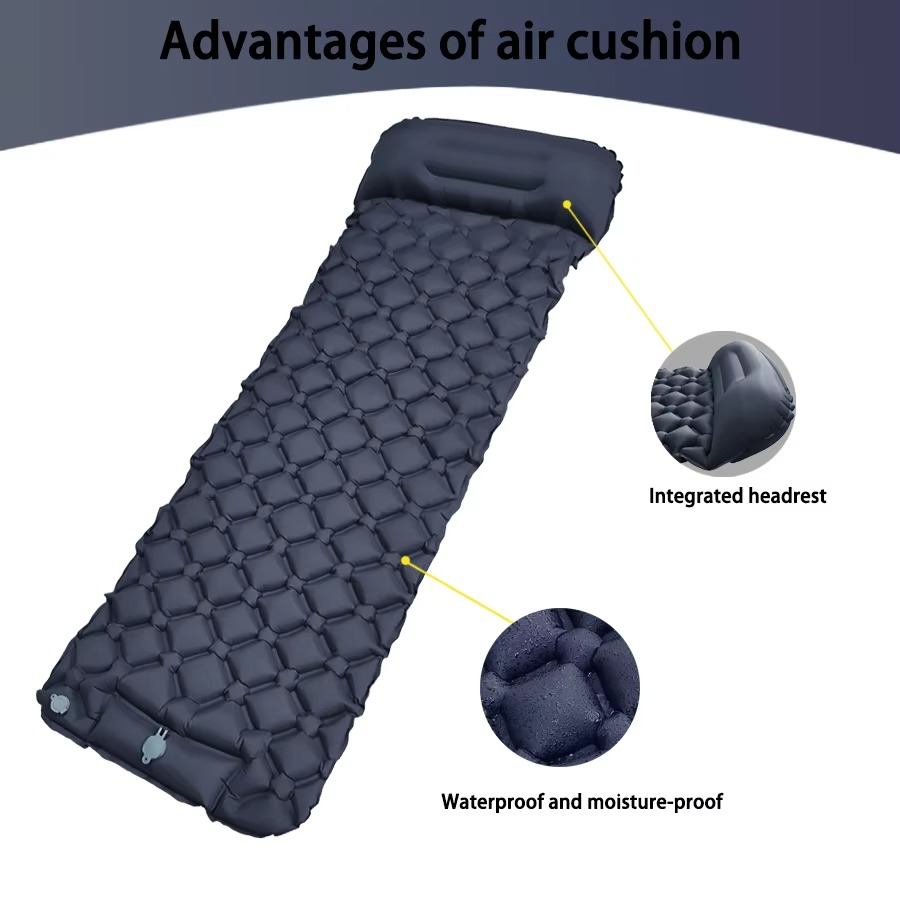 Portable Air Bed Camping Mattress with Built-In Pillow
