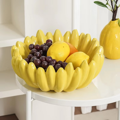 Fun Yellow Ceramic Fruit Bowl Server