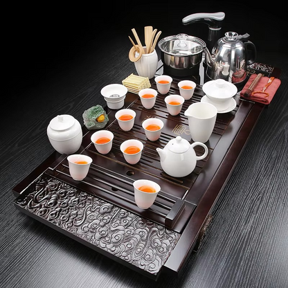 Luxury Wooden Heated Tea Serving Set