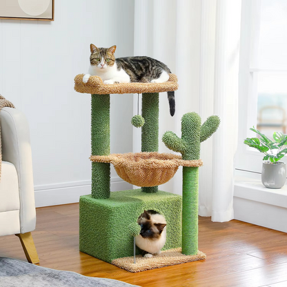 Cozy Cat Climbing Tower with Hideaway, Swing, and Scratcher