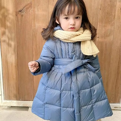 Warm Baby Girls Parka Coat with Mesh Detailing