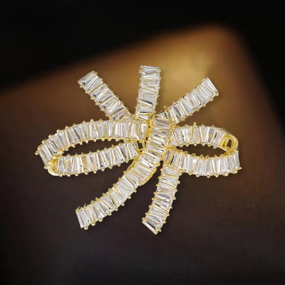 Colorful Crystal Drop Bow Pin for Ladies