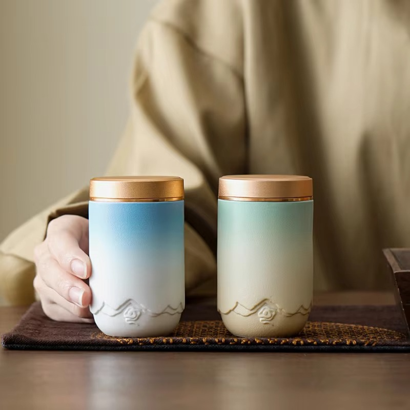 Small Ceramic Tea Canister with Tight Seal Lid