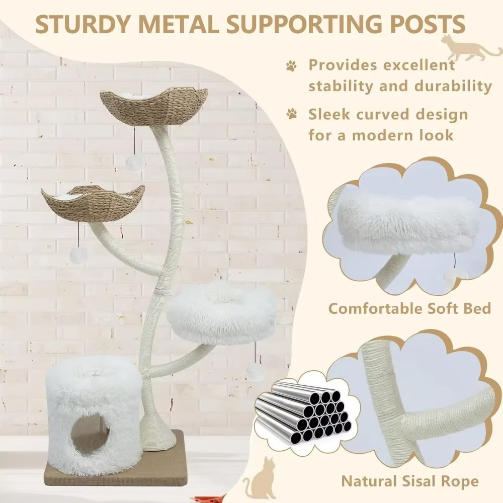 Tall Cat Tree with Scratching Posts and Cozy Perches