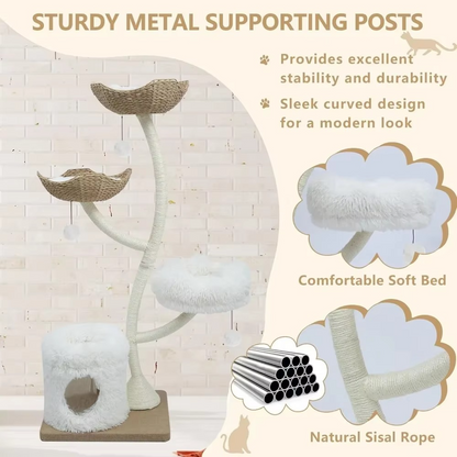 Tall Cat Tree with Scratching Posts and Cozy Perches