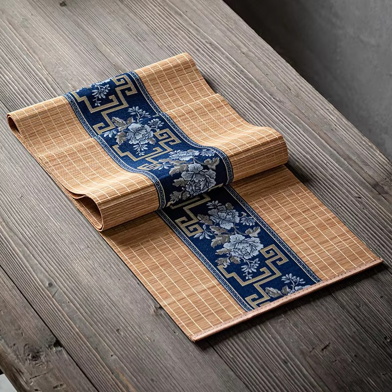 Natural Floral Bamboo Table Runner