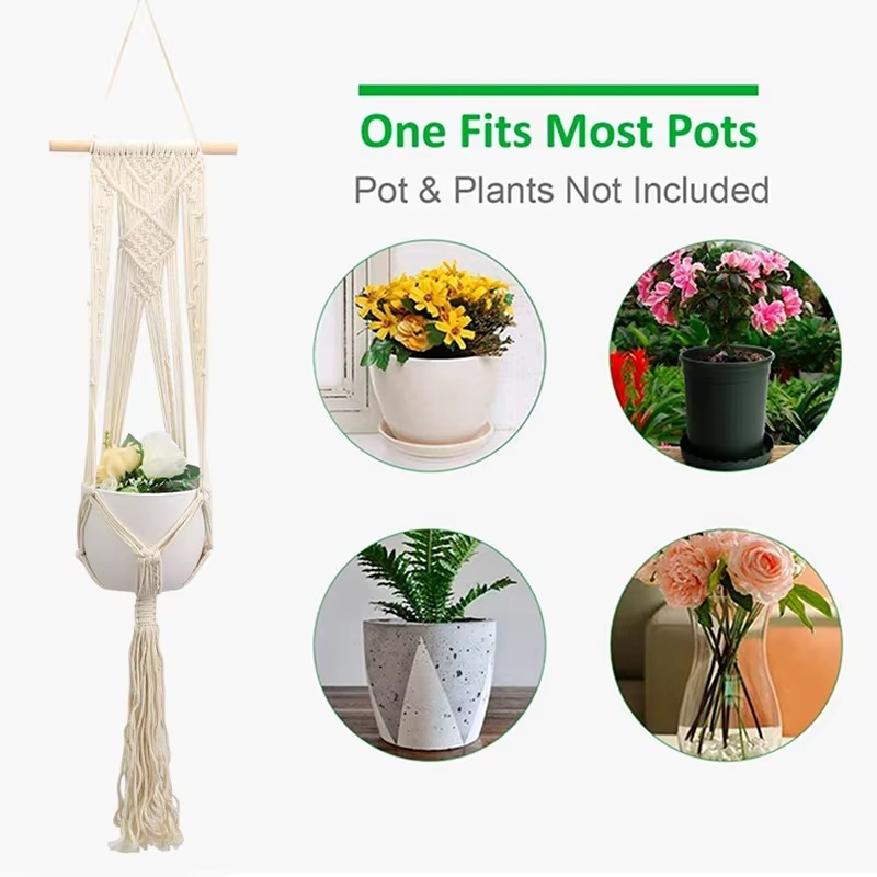 Bohemian Rope Plant Hanger for Indoor Outdoor Decor