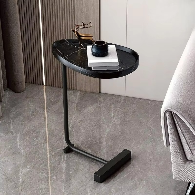 Space Saving Curved End Table with Storage Drawer