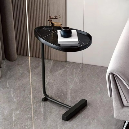 Space Saving Curved End Table with Storage Drawer