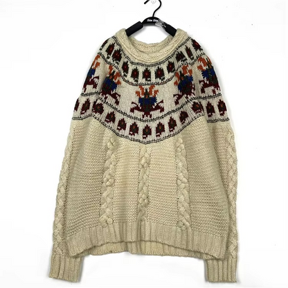 Classic Floral Embroidered Cozy Knit Sweater