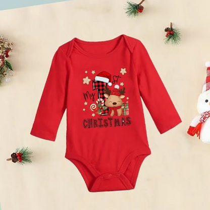 Cute Red Baby Christmas Romper Long Sleeve Bodysuit