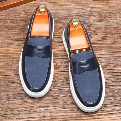Comfortable Men's Leather Sneakers with Thick Cushioning