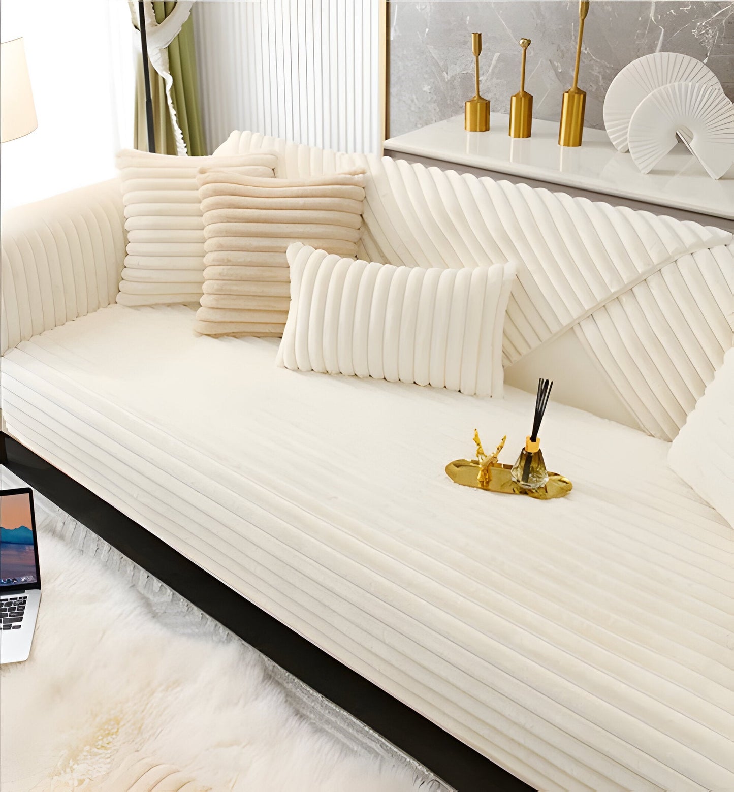 Plush Faux Fur Winter Sofa Throw Cover
