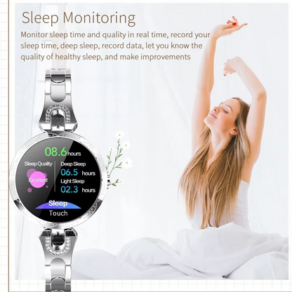 Stylish Ladies Smartwatch with Gemstone Face and Fitness Tracker
