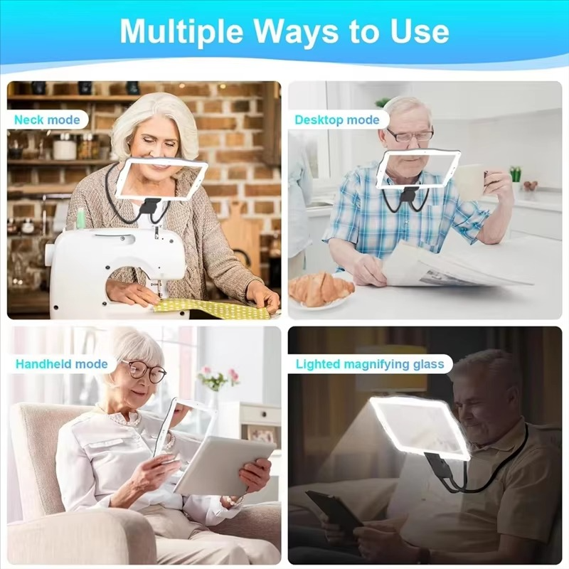 Bright Adjustable Handsfree Magnifying Lamp with 5X Lens