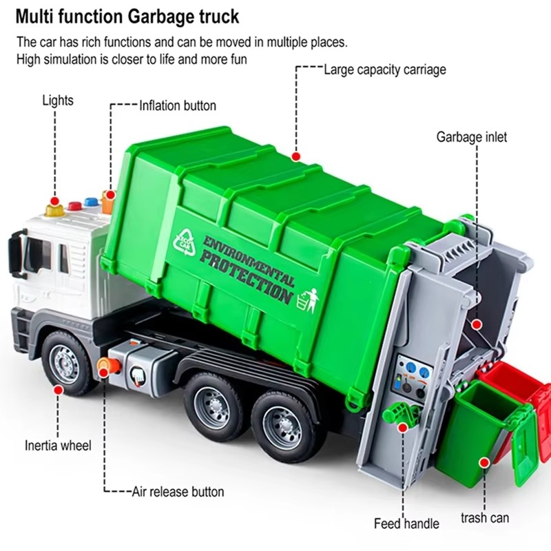 Fun City Trash Truck Toy with Flashing Lights