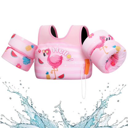 Childrens Swim Vest with Floaties and Safety Whistle