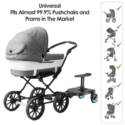 Double Stroller Rider Standing Platform with Removable Seat