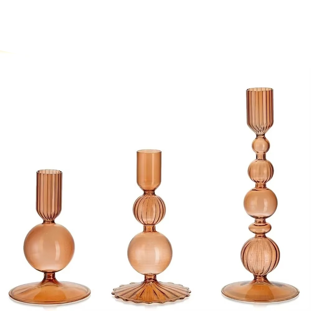 Luxury Glass Candle Holder Set for Home Decoration